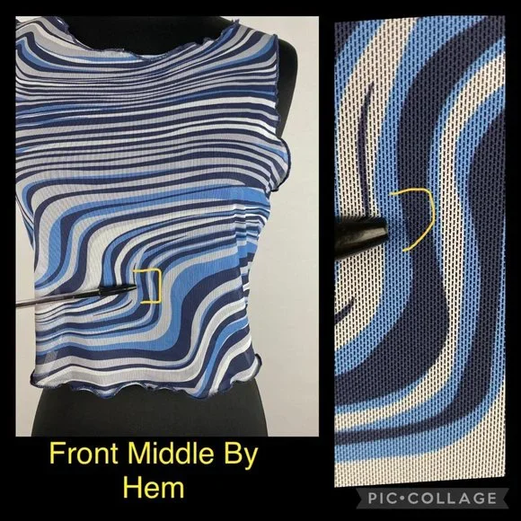 Shein Tank Top Women's Size L US 8 / 10 Marble Print Mesh Cropped Festival Club - Picture 5 of 12